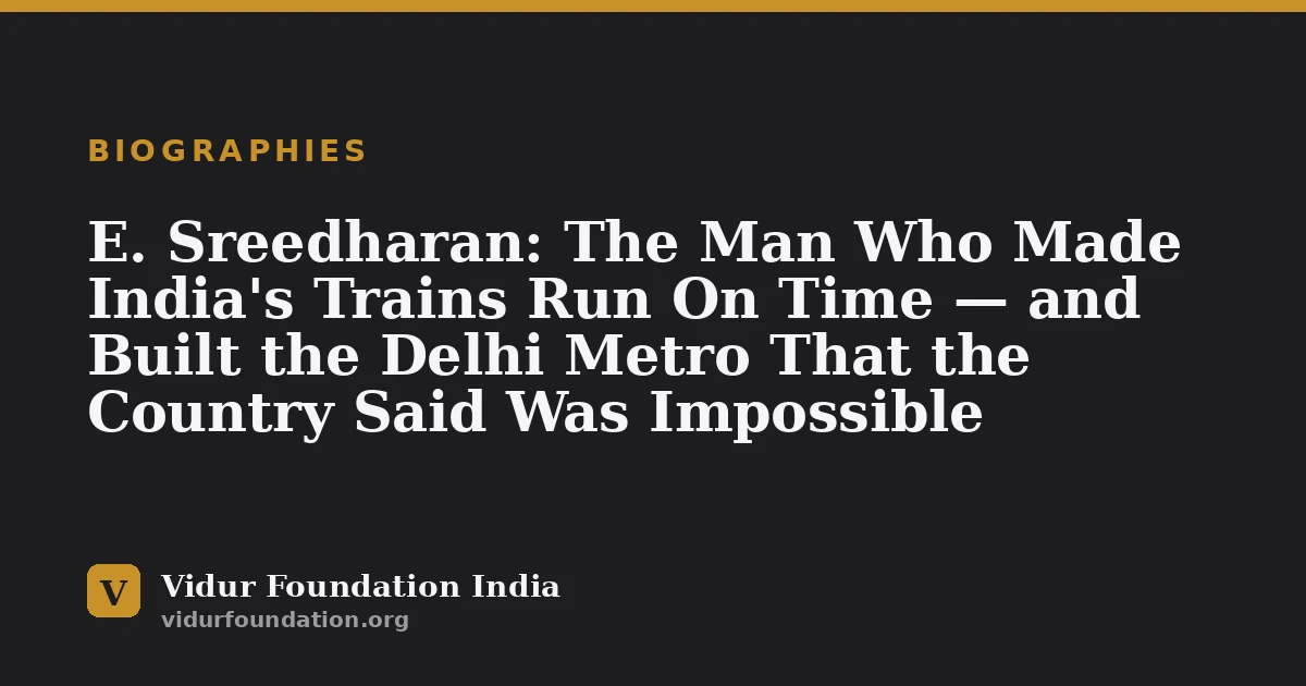 E. Sreedharan: The Man Who Made India's Trains Run On Time — and Built the Delhi Metro That the Country Said Was Impossible