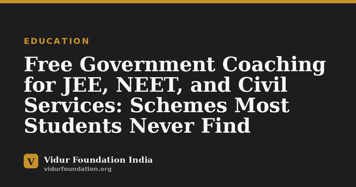 Free Government Coaching for JEE, NEET, and Civil Services: Schemes Most Students Never Find