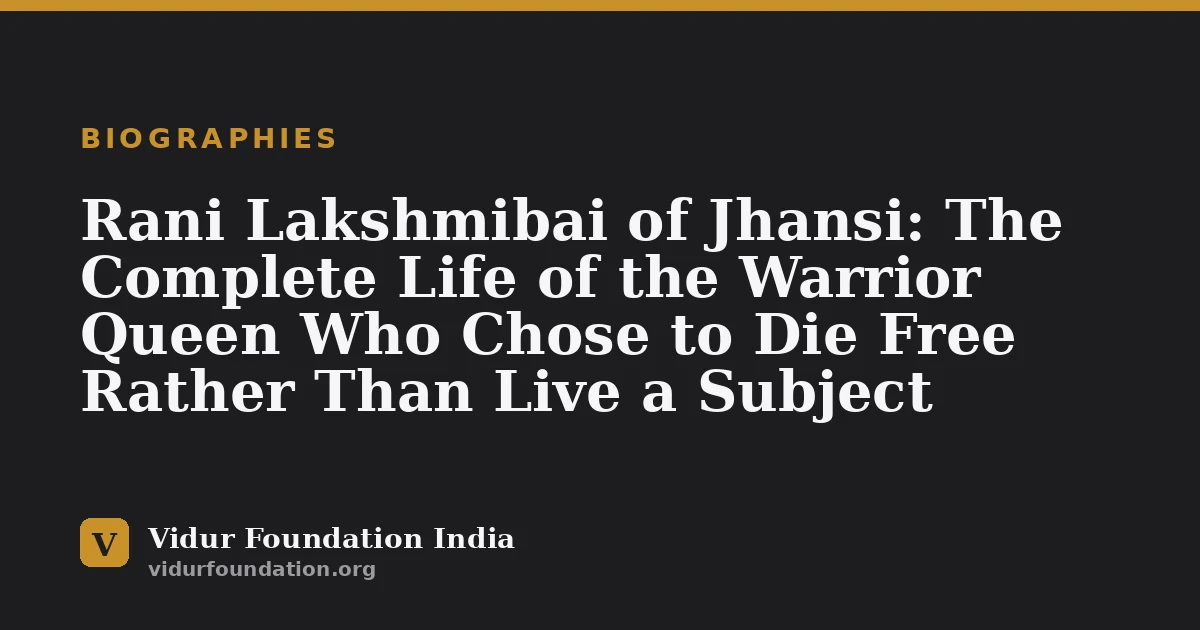 Rani Lakshmibai of Jhansi: The Complete Life of the Warrior Queen Who Chose to Die Free Rather Than Live a Subject