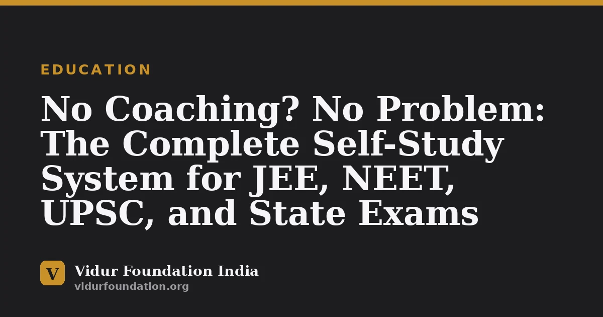 No Coaching? No Problem: The Complete Self-Study System for JEE, NEET, UPSC, and State Exams