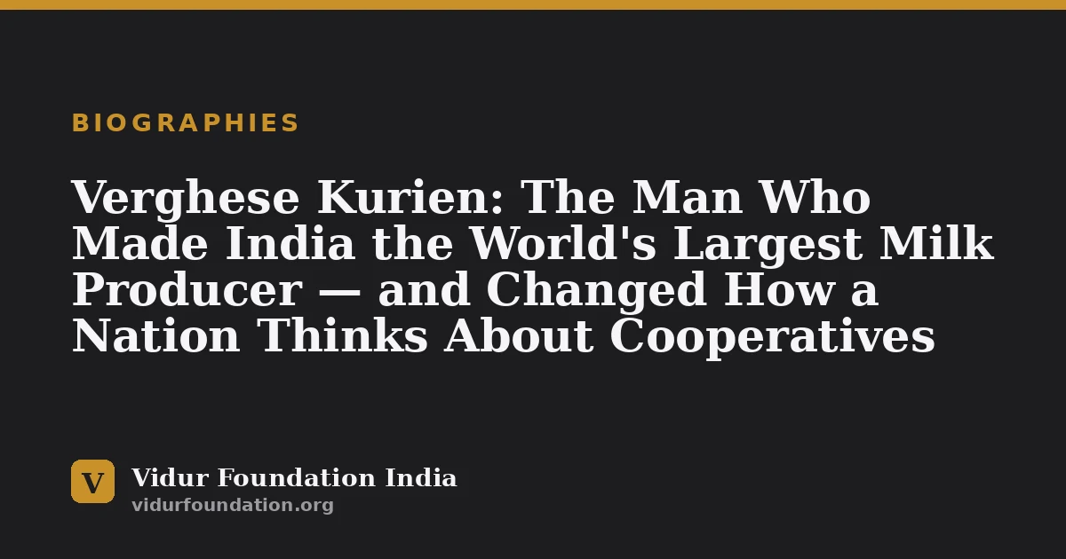 Verghese Kurien: The Man Who Made India the World's Largest Milk Producer — and Changed How a Nation Thinks About Cooperatives