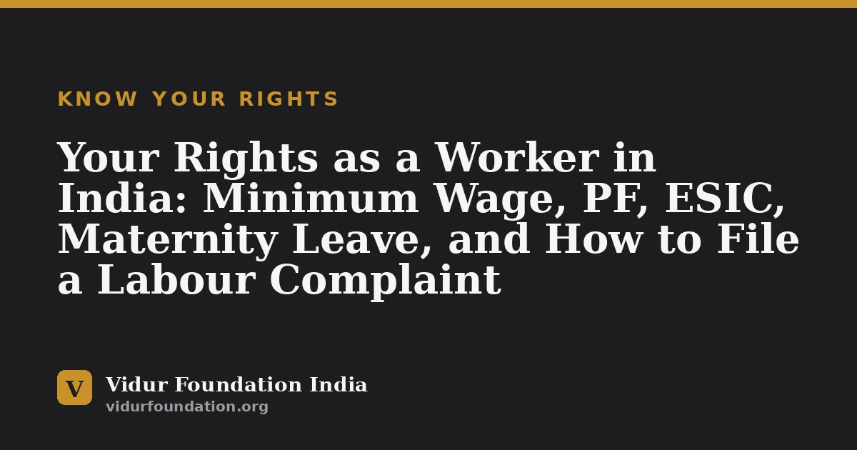 Your Rights as a Worker in India: Minimum Wage, PF, ESIC, Maternity Leave, and How to File a Labour Complaint